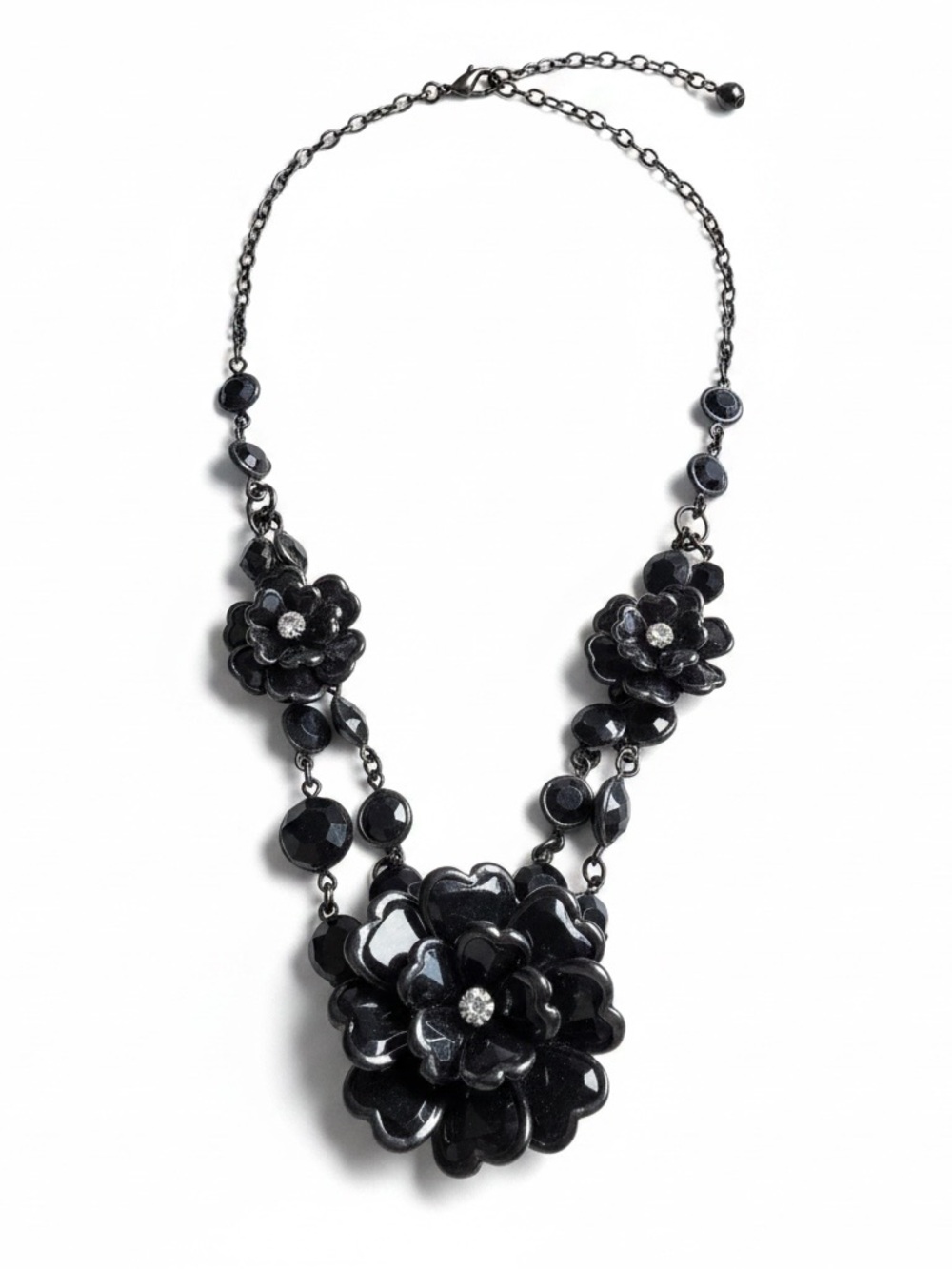 Elegant Black Floral Statement Necklace - Women Jewelry